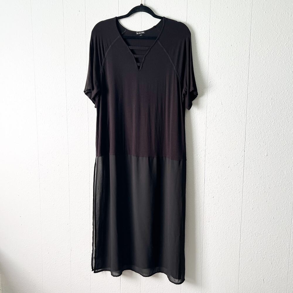 Cha Cha Vente Maxi Dress Womens 1X Mesh Stretch Pullover Event Party Evening